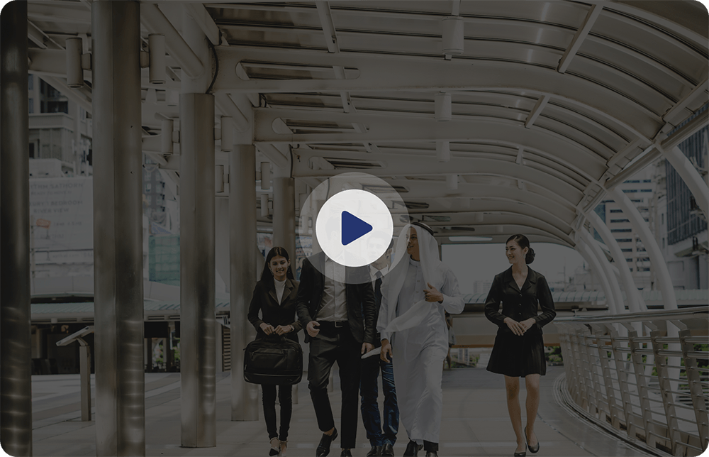 Euphoria Group team walking in a modern corridor